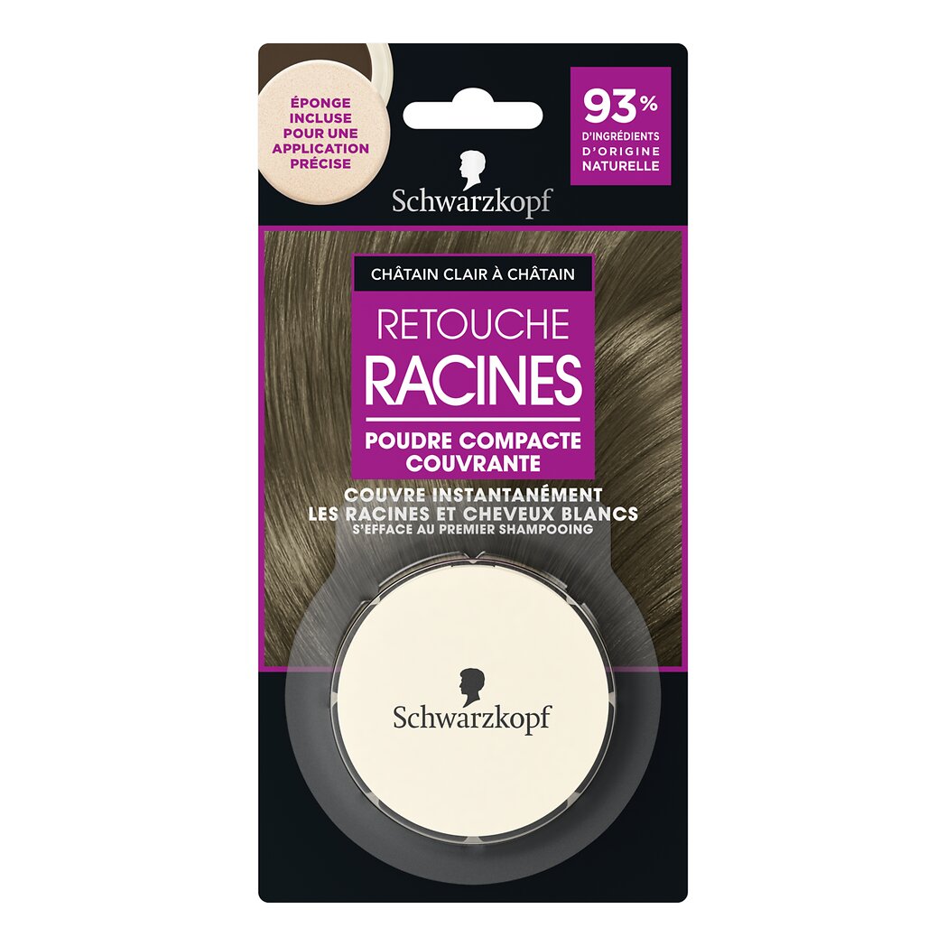 Schwarzkopf Retouche Racines Poudre Compacte – Châtain Clair à Châtain