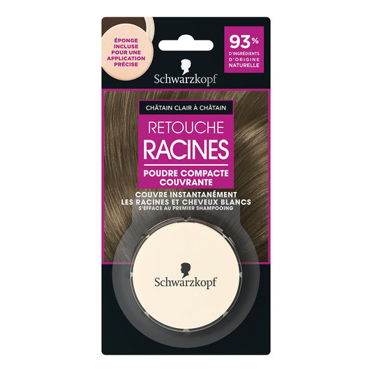 Schwarzkopf Retouche Racines Poudre Compacte – Châtain Clair à Châtain